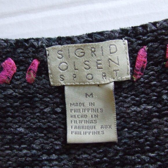 Sigrid Olsen Sport sweater vest tank top sleeveless grey and black shirt medium - Picture 5 of 9